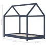 Kinderbettgestell aus massivem, grauem Kiefernholz, 70 x 140 cm von vidaXL, Kinderbetten und Betten für Kinder - Ref: Foro24-...