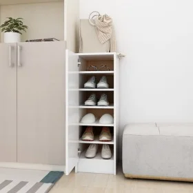 White chipboard shoe rack 32x35x92 cm by vidaXL, Shoe racks and shoe organizers - Ref: Foro24-808972, Price: 61,81 €, Discoun...