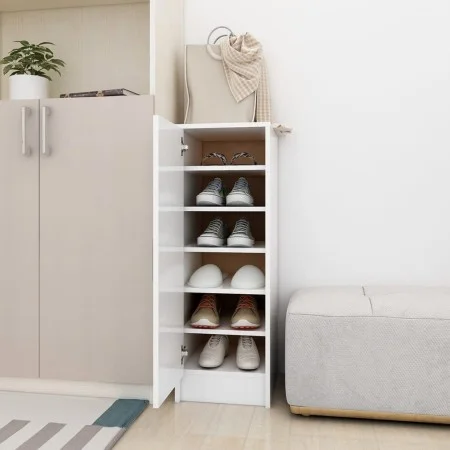 White chipboard shoe rack 32x35x92 cm by vidaXL, Shoe racks and shoe organizers - Ref: Foro24-808972, Price: 62,57 €, Discoun...