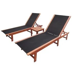 Lounger with table 2 units solid acacia wood and textilene by vidaXL, Loungers - Ref: Foro24-273752, Price: 316,14 €, Discoun...