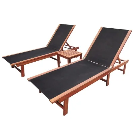 Lounger with table 2 units solid acacia wood and textilene by vidaXL, Loungers - Ref: Foro24-273752, Price: 316,14 €, Discoun...