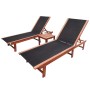 Lounger with table 2 units solid acacia wood and textilene by vidaXL, Loungers - Ref: Foro24-273752, Price: 310,00 €, Discoun...