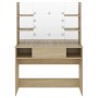 Make-up-Waschtisch mit LED-Leuchten MDF Eiche 100x40x135 cm von vidaXL, Schlafzimmerkommoden - Ref: Foro24-331545, Preis: 204...