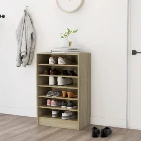 Shoe cabinet made of Sonoma oak plywood 60x35x92 cm by vidaXL, Shoe racks and shoe organizers - Ref: Foro24-808948, Price: 63...