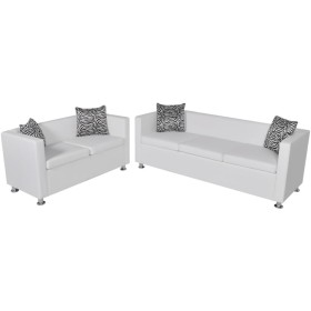Set of 2 and 3-seater sofas and a white artificial leather armchair by vidaXL, Sofas - Ref: Foro24-272180, Price: 480,83 €, D...