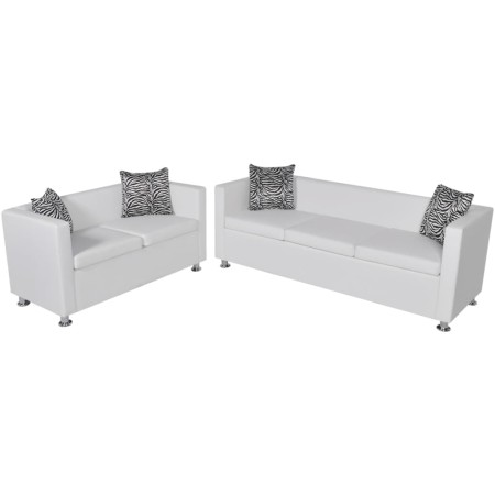 Set aus 2- und 3-Sitzer-Sofas und weißem Kunstledersessel von vidaXL, Sofas - Ref: Foro24-272180, Preis: 498,33 €, Rabatt: %