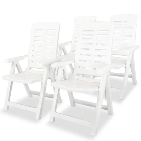 Sillas de jardín reclinables 4 unidades plástico blanco de vidaXL, Sillas de jardín - Ref: Foro24-275067, Precio: 310,73 €, D...