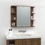 Möbel mit Spiegel und LED-Leuchten, braune Eiche, 70 x 16,5 x 60 cm von vidaXL, Badezimmerwaschtische - Ref: Foro24-820453, P...