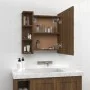 Möbel mit Spiegel und LED-Leuchten, braune Eiche, 70 x 16,5 x 60 cm von vidaXL, Badezimmerwaschtische - Ref: Foro24-820453, P...