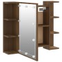 Möbel mit Spiegel und LED-Leuchten, braune Eiche, 70 x 16,5 x 60 cm von vidaXL, Badezimmerwaschtische - Ref: Foro24-820453, P...