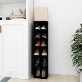 Black plywood shoe cabinet 27.5x27x102 cm by vidaXL, Shoe racks and shoe organizers - Ref: Foro24-808487, Price: 44,20 €, Dis...