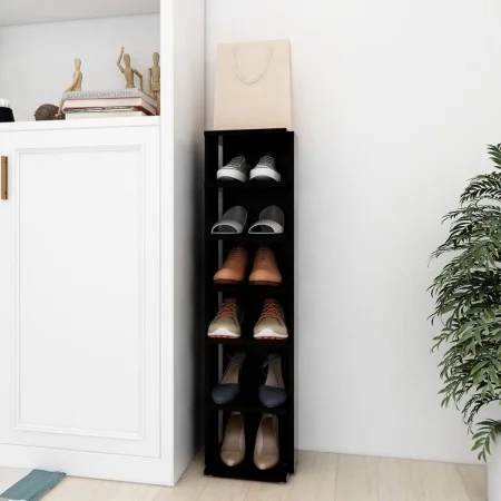 Black plywood shoe cabinet 27.5x27x102 cm by vidaXL, Shoe racks and shoe organizers - Ref: Foro24-808487, Price: 44,24 €, Dis...