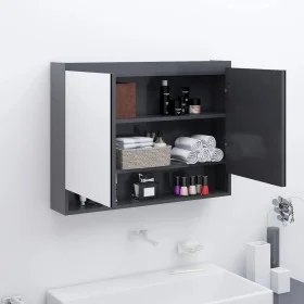 Badezimmerschrank mit grauem MDF-Spiegel 80x15x60 cm von vidaXL, Badezimmerwaschtische - Ref: Foro24-331534, Preis: 129,76 €,...