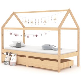Estructura de cama infantil con cajones madera de pino 90x200cm
