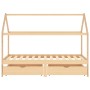 Kinderbettgestell mit Schubladen aus Zirbenholz 90x200cm von vidaXL, Kinderbetten und Betten für Kinder - Ref: Foro24-322138,...
