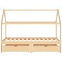 Kinderbettgestell mit Schubladen aus Zirbenholz 90x200cm von vidaXL, Kinderbetten und Betten für Kinder - Ref: Foro24-322138,...