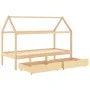 Kinderbettgestell mit Schubladen aus Zirbenholz 90x200cm von vidaXL, Kinderbetten und Betten für Kinder - Ref: Foro24-322138,...