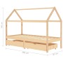 Kinderbettgestell mit Schubladen aus Zirbenholz 90x200cm von vidaXL, Kinderbetten und Betten für Kinder - Ref: Foro24-322138,...