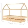 Kinderbettgestell mit Schubladen aus Zirbenholz 90x200cm von vidaXL, Kinderbetten und Betten für Kinder - Ref: Foro24-322138,...