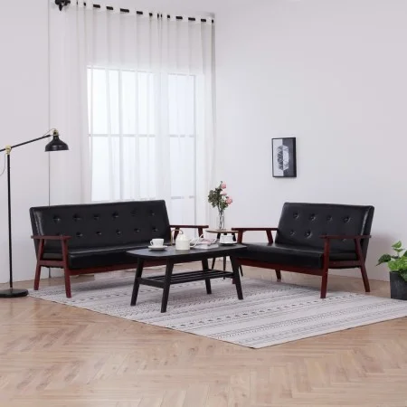 2-teilige Sofagarnitur aus schwarzem Kunstleder von vidaXL, Sofas - Ref: Foro24-278396, Preis: 398,44 €, Rabatt: %