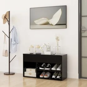 Black engineered wood shoe bench 80x30x45 cm by vidaXL, Shoe racks and shoe organizers - Ref: Foro24-808748, Price: 52,09 €, ...