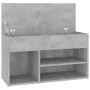 Banco zapatero madera de ingeniería gris hormigón 80x30x45 cm de vidaXL, Zapateros y organizadores de calzado - Ref: Foro24-8...