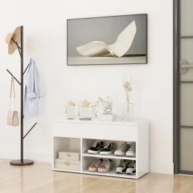 Glossy white plywood shoe bench 80x30x45cm by vidaXL, Shoe racks and shoe organizers - Ref: Foro24-808753, Price: 53,11 €, Di...