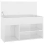 Banco zapatero madera contrachapada blanco brillante 80x30x45cm de vidaXL, Zapateros y organizadores de calzado - Ref: Foro24...
