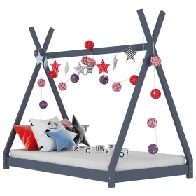 Children's bed frame solid gray pine wood 70x140 cm by vidaXL, Cribs and beds for children - Ref: Foro24-283361, Price: 79,03...