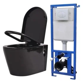 Wall-mounted toilet with hidden black ceramic cistern by vidaXL, Bathrooms - Ref: Foro24-274670, Price: 379,61 €, Discount: %