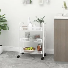 3-stöckiger Küchenwagen aus weißem Eisen 46x26x64 cm von vidaXL, Küchen- und Speisewagen - Ref: Foro24-336323, Preis: 43,84 €...