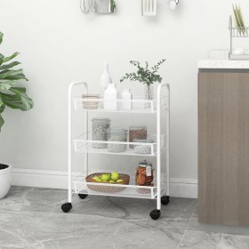 3-stöckiger Küchenwagen aus weißem Eisen 46x26x64 cm von vidaXL, Küchen- und Speisewagen - Ref: Foro24-336323, Preis: 44,90 €...