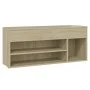 Banco zapatero madera contrachapada roble Sonoma 105x30x45 cm de vidaXL, Zapateros y organizadores de calzado - Ref: Foro24-8...