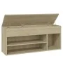 Banco zapatero madera contrachapada roble Sonoma 105x30x45 cm de vidaXL, Zapateros y organizadores de calzado - Ref: Foro24-8...