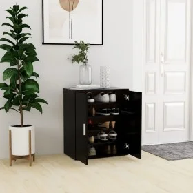 Black engineered wood shoe cabinet 60x35x70 cm by vidaXL, Shoe racks and shoe organizers - Ref: Foro24-808919, Price: 71,58 €...