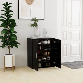 Mueble zapatero de madera de ingeniería negro 60x35x70 cm