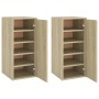 Muebles zapateros 2 uds contrachapado roble Sonoma 32x35x70 cm de vidaXL, Zapateros y organizadores de calzado - Ref: Foro24-...