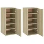 Shoe rack furniture 2 units Sonoma oak plywood 32x35x70 cm by vidaXL, Shoe racks and shoe organizers - Ref: Foro24-808961, Pr...