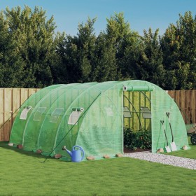 Invernadero con estructura de acero verde 16 m² 4x4x2 m