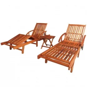 Sun loungers 2 units and solid acacia wood table by vidaXL, Loungers - Ref: Foro24-274662, Price: 396,19 €, Discount: %