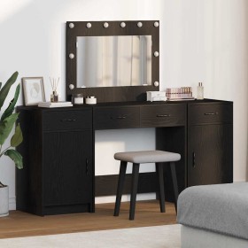 Mesa de tocador con cajón 3 pcs Negro 40 x 41 x 75 cm