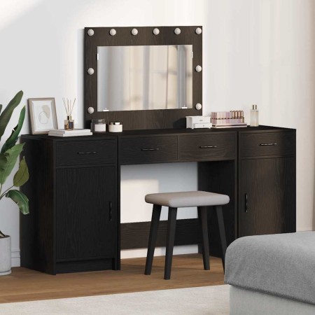 Mesa de tocador con cajón 3 pcs Negro 40 x 41 x 75 cm