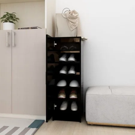 Black chipboard shoe rack 32x35x92 cm by vidaXL, Shoe racks and shoe organizers - Ref: Foro24-808973, Price: 63,34 €, Discoun...