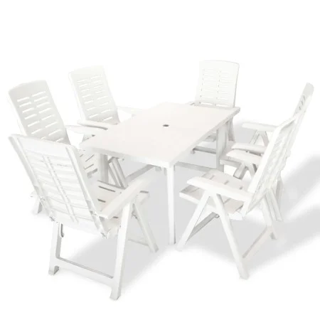 Garden dining set 7 pieces white plastic by vidaXL, Garden sets - Ref: Foro24-275075, Price: 629,41 €, Discount: %