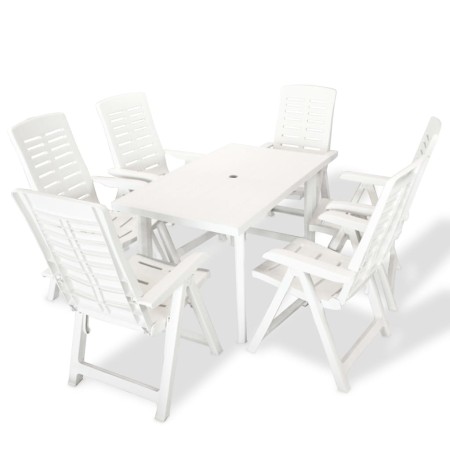 Garten-Essset 7-teilig aus weißem Kunststoff von vidaXL, Gartensets - Ref: Foro24-275075, Preis: 643,85 €, Rabatt: %