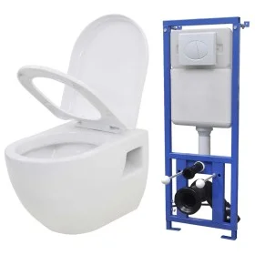 Wall-hung toilet with hidden white ceramic cistern by vidaXL, Bathrooms - Ref: Foro24-275791, Price: 328,76 €, Discount: %