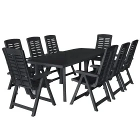 Conjunto de comedor de jardín 9 piezas plástico gris antracita by vidaXL, Garden sets - Ref: Foro24-276181, Price: 770,21 €, ...