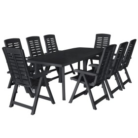 Conjunto de comedor de jardín 9 piezas plástico gris antracita by vidaXL, Garden sets - Ref: Foro24-276181, Price: 704,05 €, ...