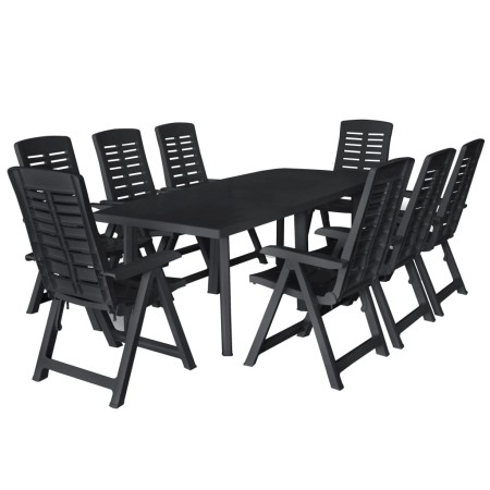 Conjunto de comedor de jardín 9 piezas plástico gris antracita by vidaXL, Garden sets - Ref: Foro24-276181, Price: 704,05 €, ...