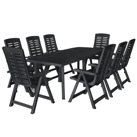 Neuner-Set Garten-Essgruppe aus anthrazitgrauem Kunststoff. von vidaXL, Gartensets - Ref: Foro24-276181, Preis: 770,21 €, Rab...